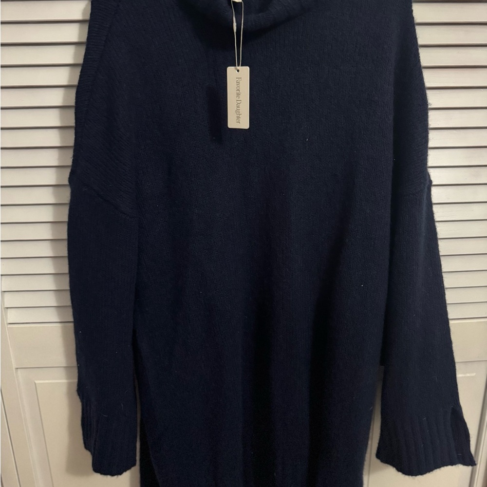 NWT Favorite Daughter The St James Dark Blue Turtleneck Sweater Dress